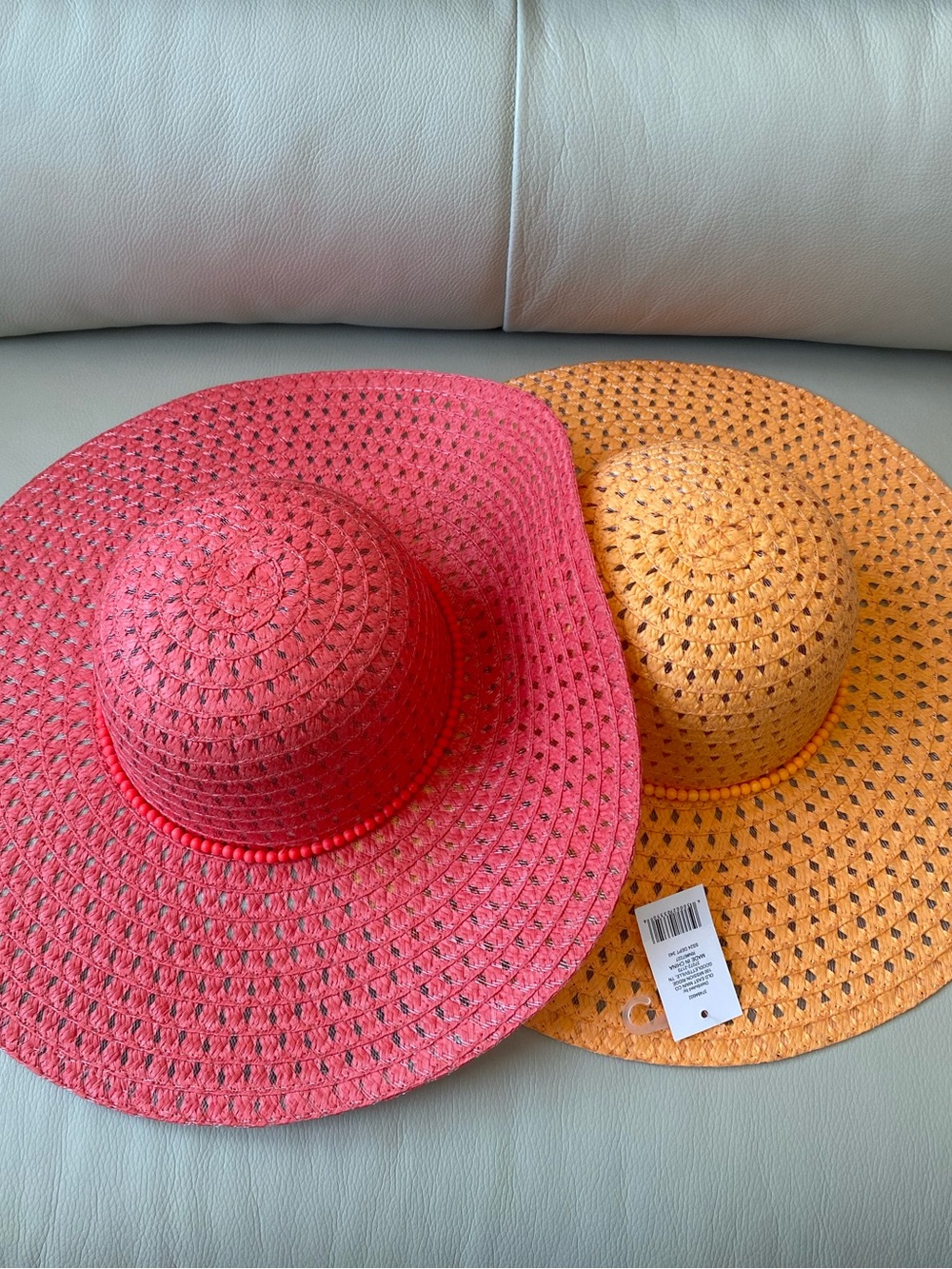 Cute pink coral orange woven hats